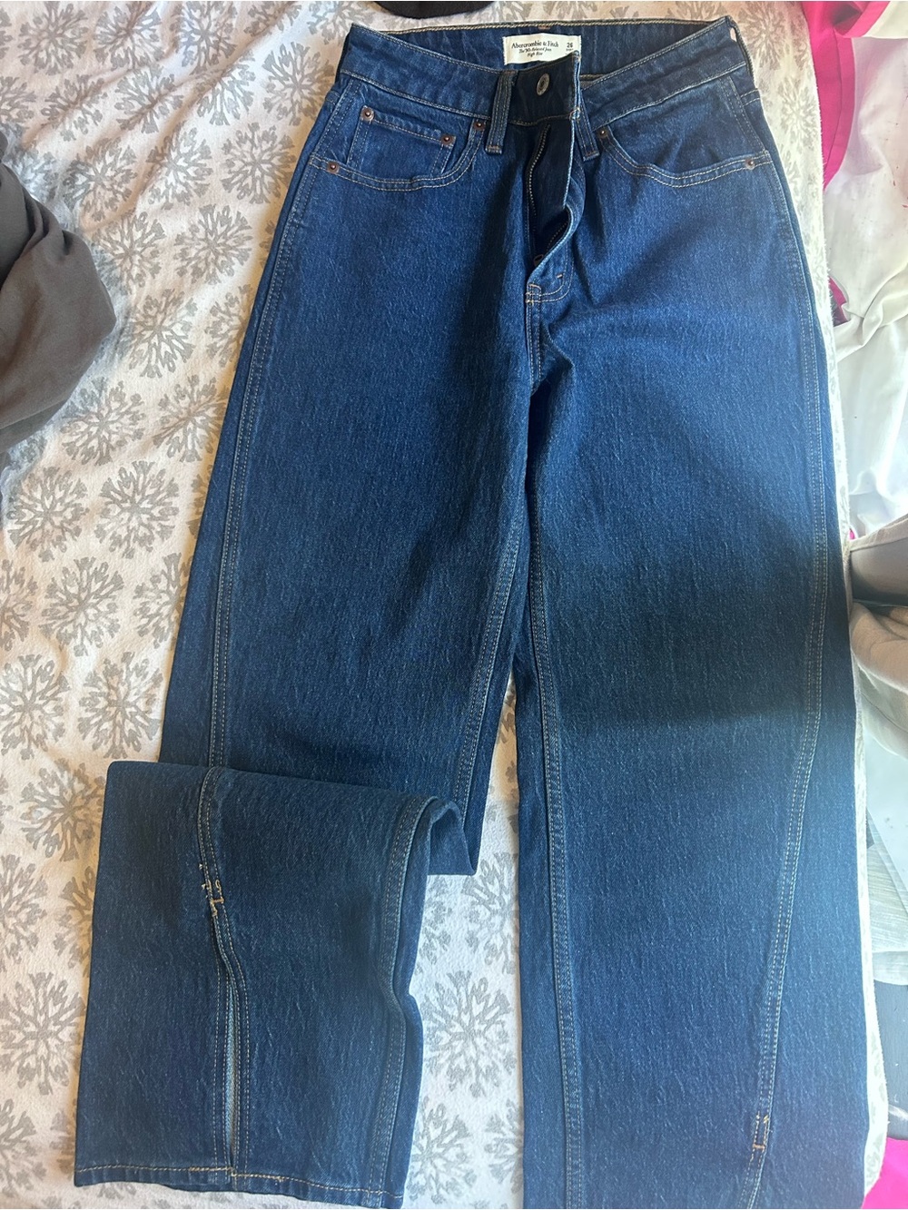 Abercrombie & Fitch Women's Straight Leg Jeans - Dark Blue Denim